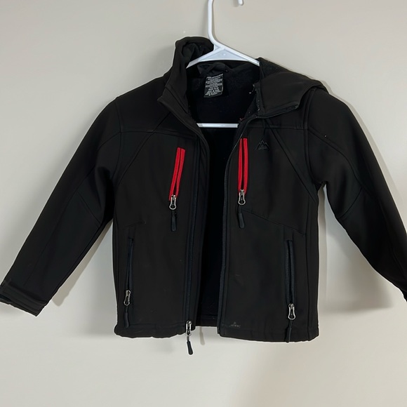 Snozu Performance Black Boys Fleece Lined Jacket with Hood Size 5/6 - Picture 1 of 2